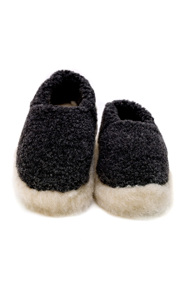 YOKO Wool Graphite Natural Slippers - The Mercantile London