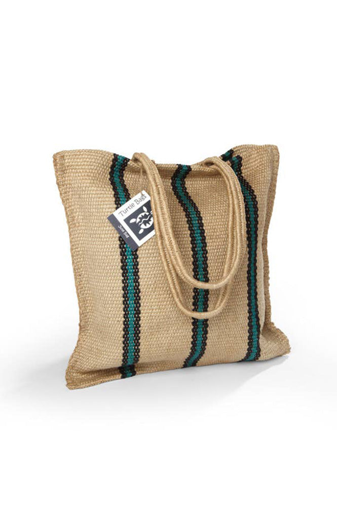 Turtle Bags Green & Black Striped Market Tote - The Mercantile London