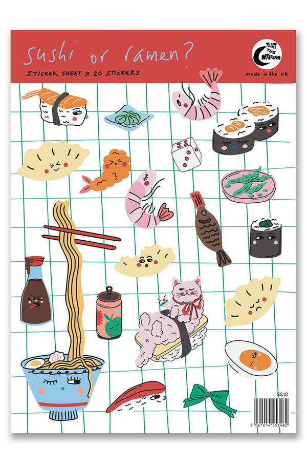 Eat The Moon Sushi Or Ramen Mini Sticker Sheet - The Mercantile London