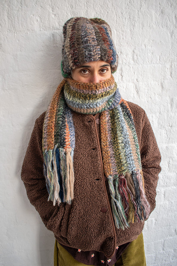 Dawn x Dare Dark Stripe Knitted Scarf - The Mercantile London