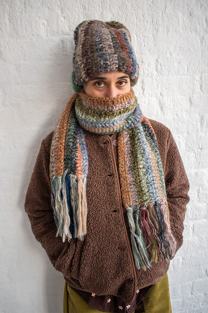 Dawn x Dare Dark Stripe Knitted Scarf - The Mercantile London