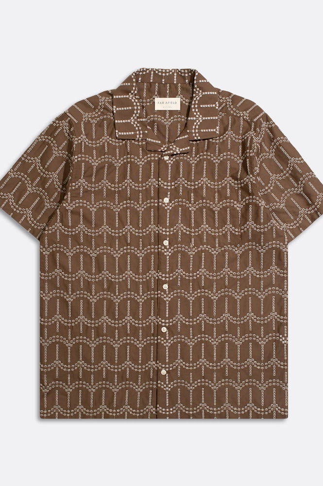 Far Afield Stachio Palm Tree Brown Shirt - The Mercantile London