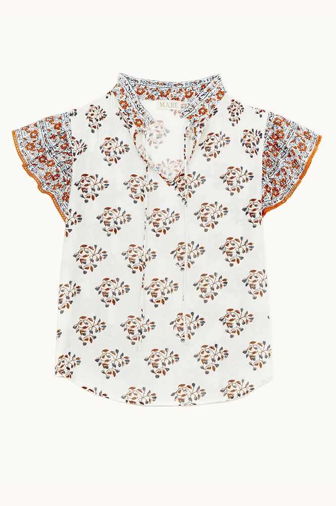 M.A.B.E Stella Rust Ecru Top - The Mercantile London