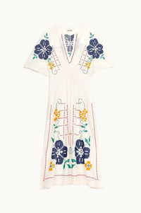 M.A.B.E Laney Embroidered Ecru Dress - The Mercantile London