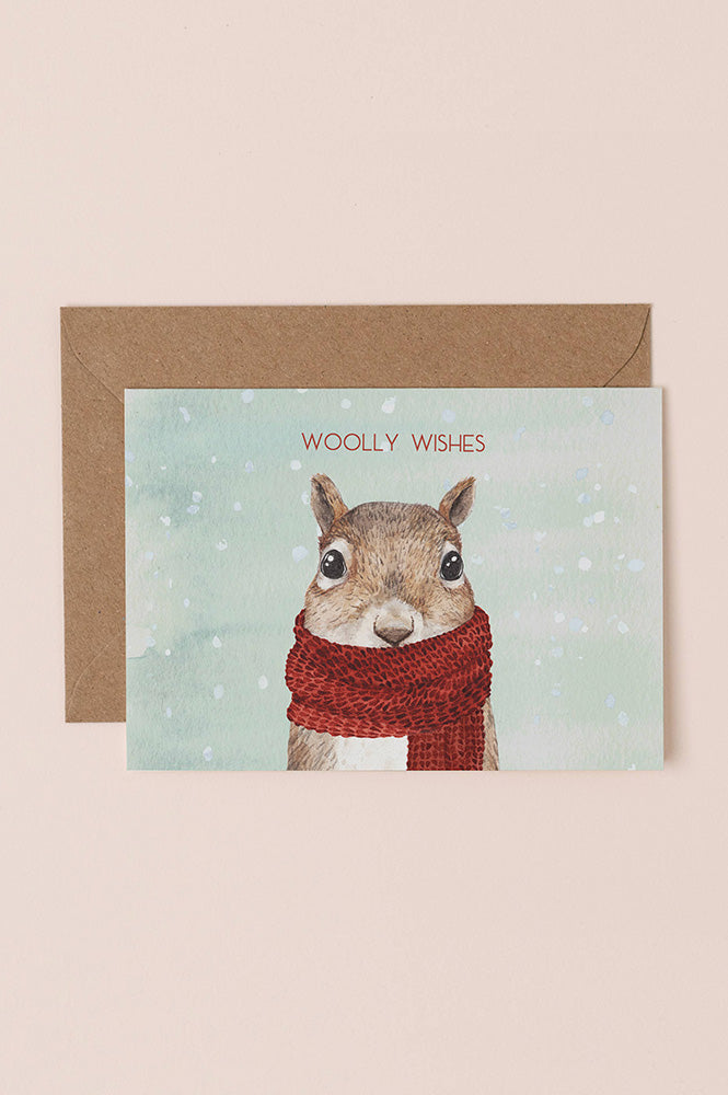 Mister Peebles Woolly Wishes Squirrel Christmas Card - The Mercantile London