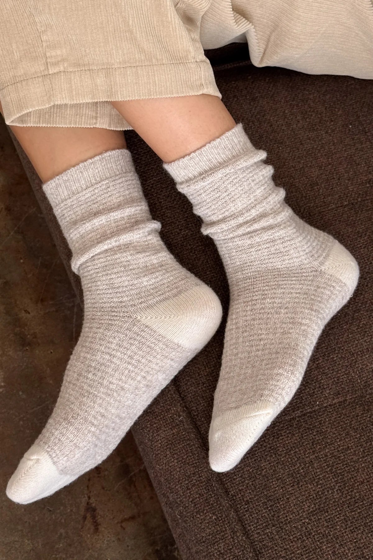 Le Bon Shoppe Oatmeal Wool Waffle Socks - The Mercantile London