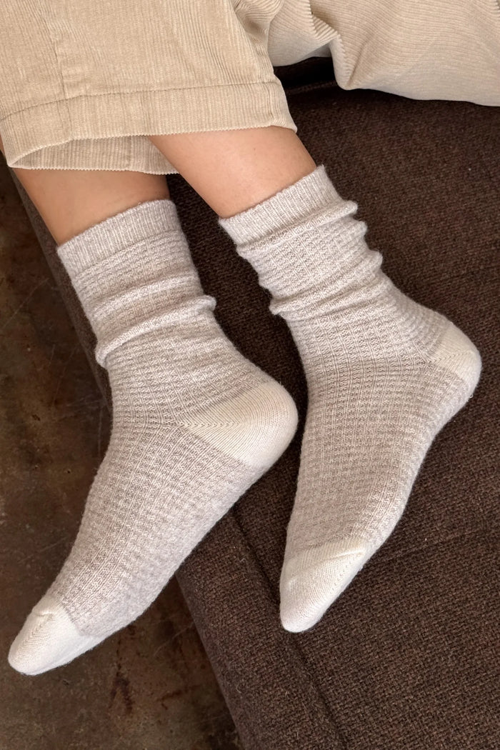 Le Bon Shoppe Oatmeal Wool Waffle Socks - The Mercantile London
