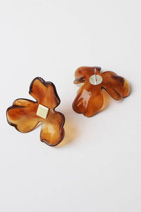Custom Made Maxi Bloom Floral Earrings in Ochre - The Mercantile London