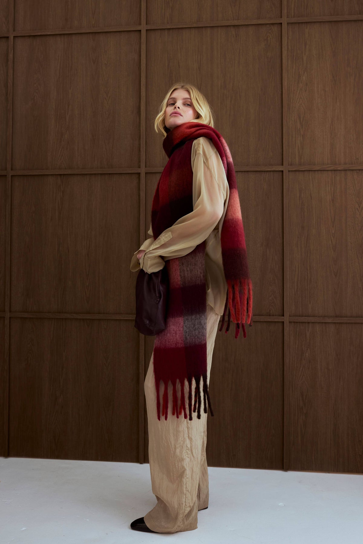 Arctic Fox Reykjavik Burgundy Check Scarf