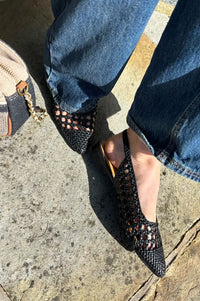 Billi Bi Nappa Woven Black Slingback Sandals - The Mercantile London