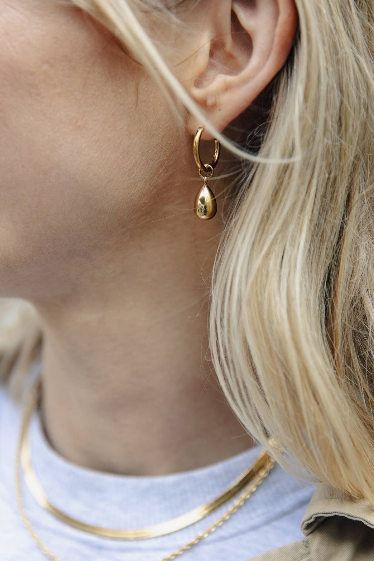 Nordic Muse Gold Drop Hoop Earrings