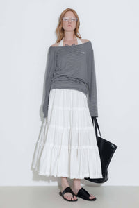 100% Cotton A-line Ruffled White Cake skirt: White / UN - The Mercantile London