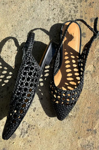 Billi Bi Nappa Woven Black Slingback Sandals - The Mercantile London