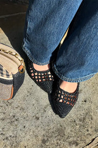 Billi Bi Nappa Woven Black Slingback Sandals - The Mercantile London