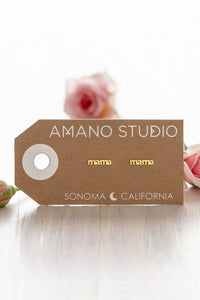 Amano Studio earrings with pink roses on a white background