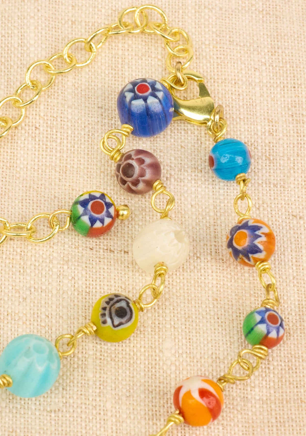 Millefiori Glass Bead Chain Necklace