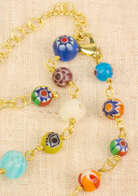 Millefiori Glass Bead Chain Necklace