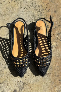 Billi Bi Nappa Woven Black Slingback Sandals - The Mercantile London
