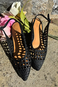 Billi Bi Nappa Woven Black Slingback Sandals - The Mercantile London