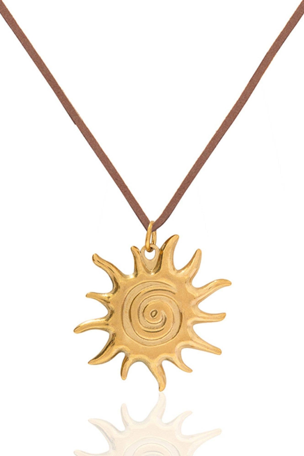 Gold Solar Necklace: Light Brown - The Mercantile London