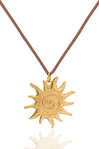 Gold Solar Necklace: Light Brown - The Mercantile London
