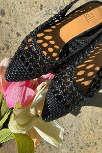 Billi Bi Nappa Woven Black Slingback Sandals - The Mercantile London