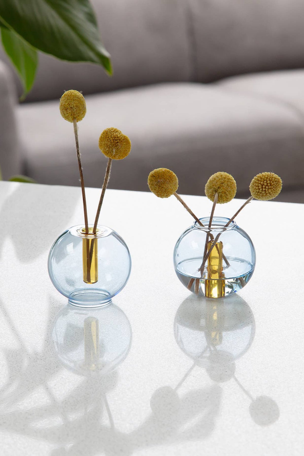 Block Design Blue & Yellow Mini Bubble Glass Vase - The Mercantile London