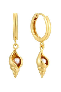 White Triton Shell Charm Pendant Earrings - The Mercantile London