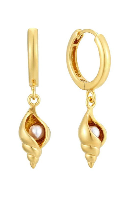 White Triton Shell Charm Pendant Earrings - The Mercantile London