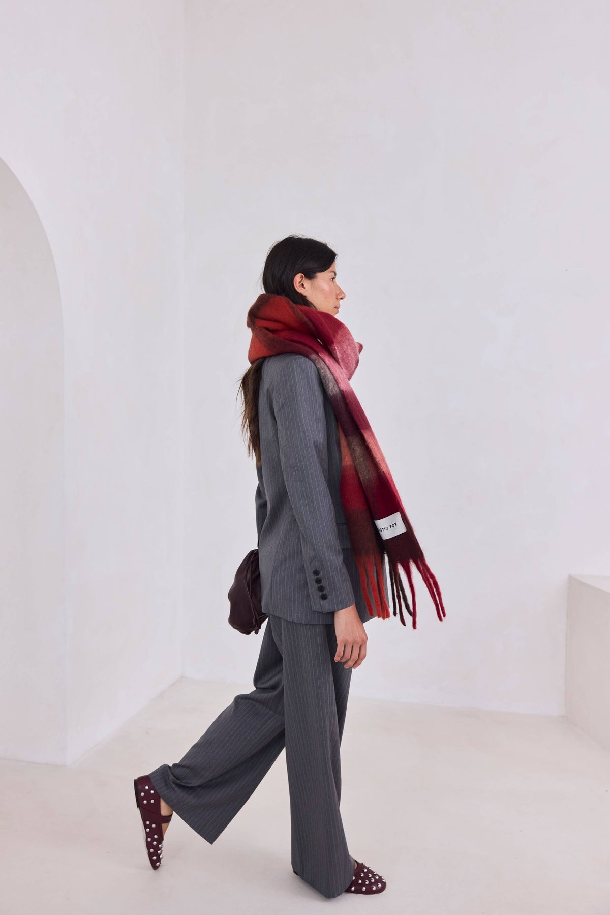 Arctic Fox Reykjavik Burgundy Check Scarf
