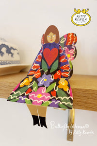 SS25 Kitty Kendra Butterfly Woman Midnight Floral Greeting Card - The Mercantile London