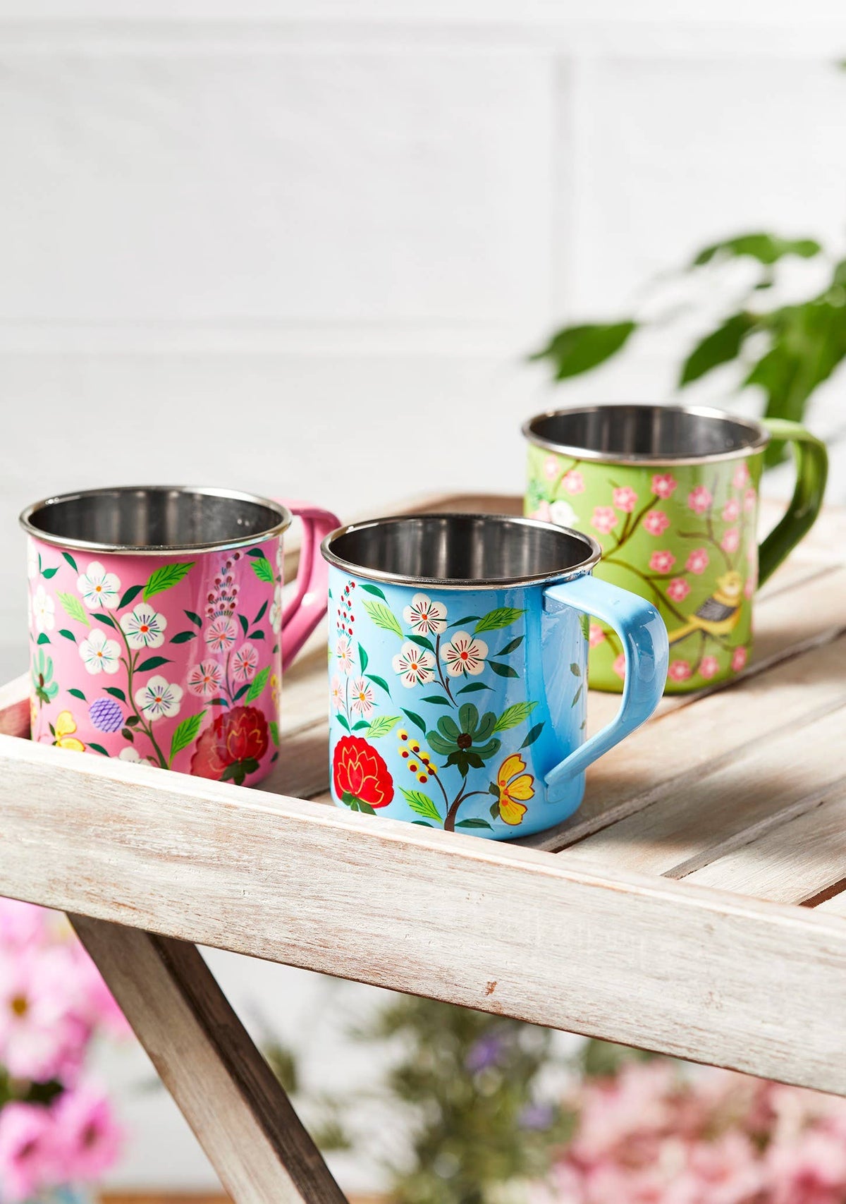 Namaste Sanasar Green Hand Painted Enamel Mug