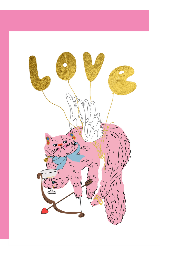 Eat The Moon Cat Love Valentines Card