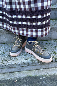 Naguisa Abra Olive Checks Low Boots