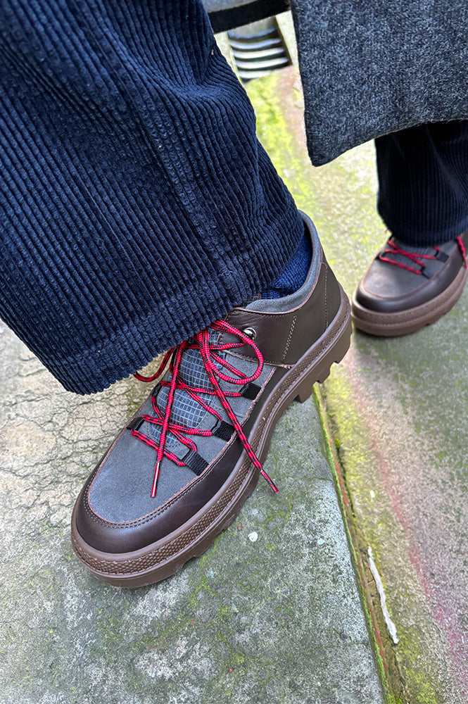 Naguisa Abra Dark Brown Checks Low Boots