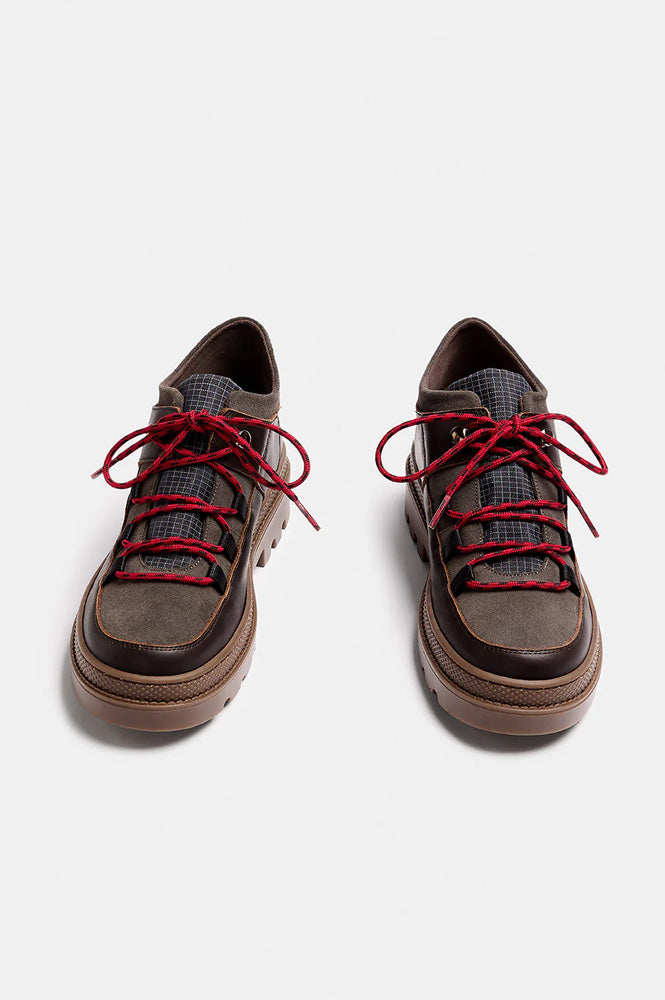 Naguisa Abra Dark Brown Checks Low Boots - The Mercantile London