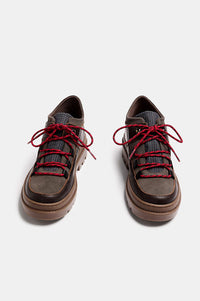 Naguisa Abra Dark Brown Checks Low Boots - The Mercantile London