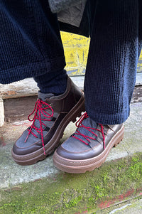 Naguisa Abra Dark Brown Checks Low Boots