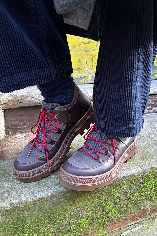 Naguisa Abra Dark Brown Checks Low Boots