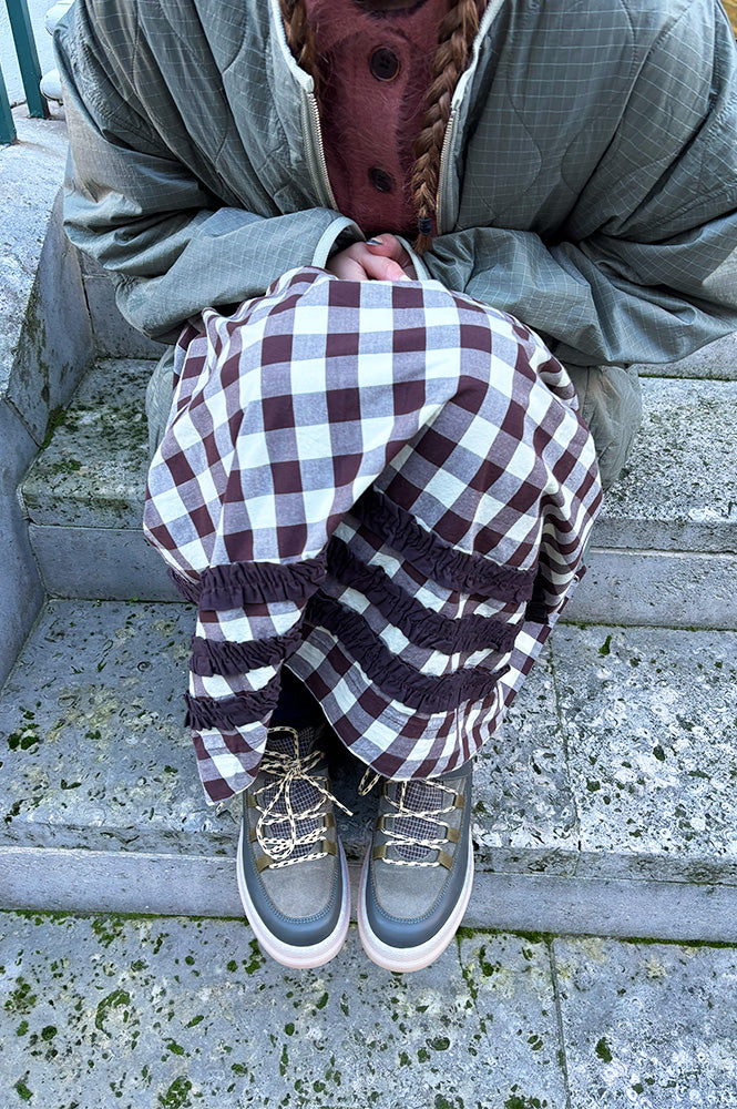 Naguisa Abra Olive Checks Low Boots