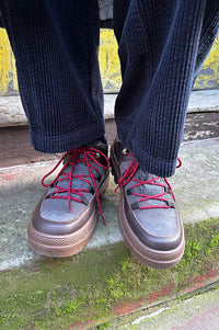 Naguisa Abra Dark Brown Checks Low Boots