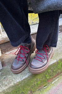 Naguisa Abra Dark Brown Checks Low Boots