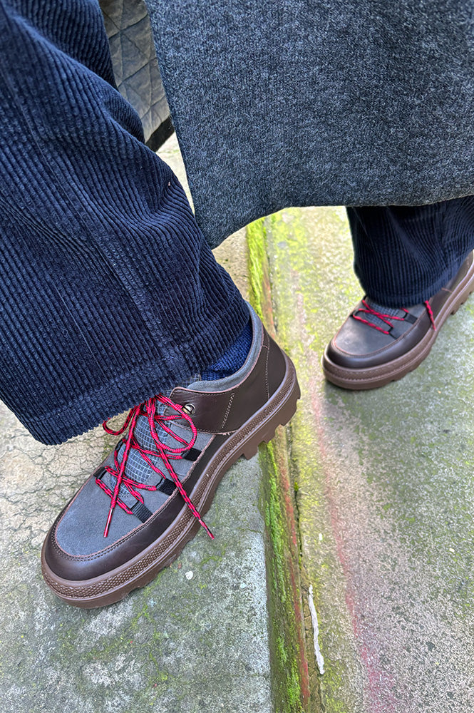 Naguisa Abra Dark Brown Checks Low Boots