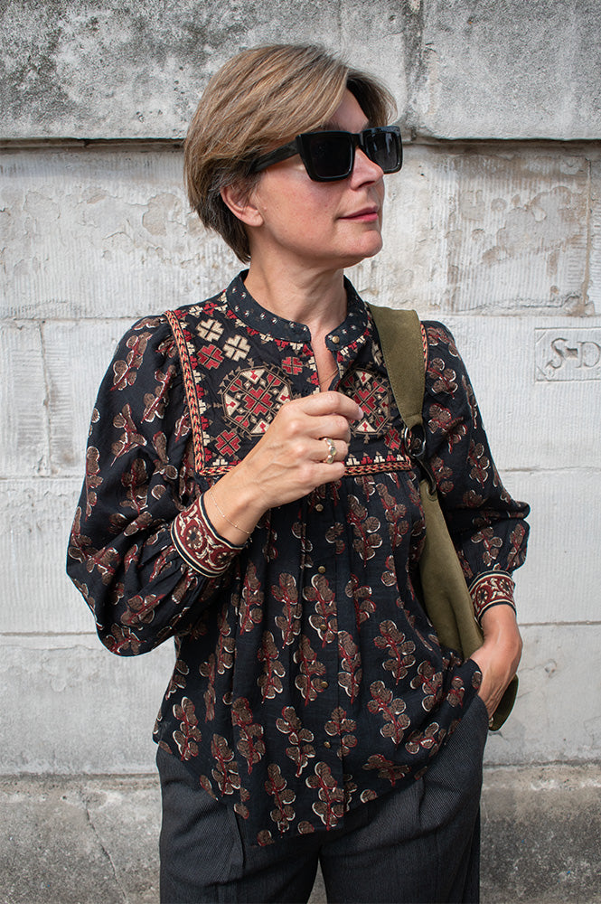 Maison Hotel Scarlet Black Coffee Blouse - The Mercantile London