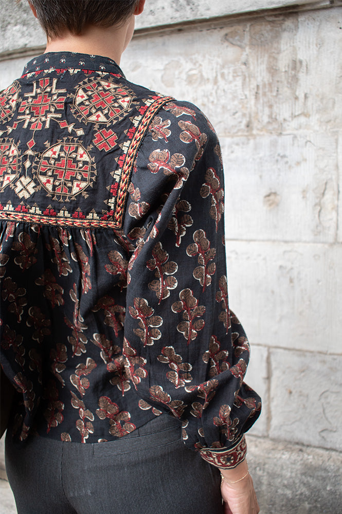 Maison Hotel Scarlet Black Coffee Blouse - The Mercantile London