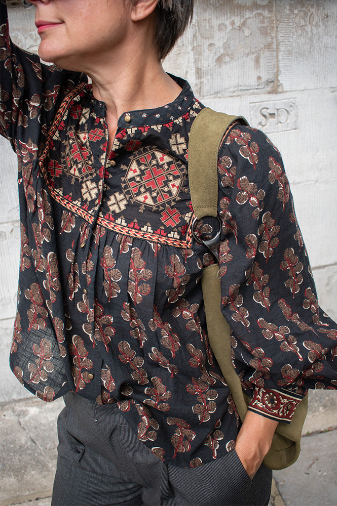 Maison Hotel Scarlet Black Coffee Blouse - The Mercantile London