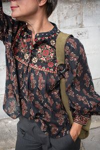 Maison Hotel Scarlet Black Coffee Blouse - The Mercantile London