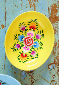 Namaste Hand Painted Yellow Oval Trinket Dish