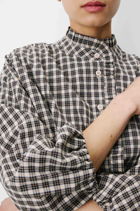 Grace & Mila Adelie Latte Check Blouse