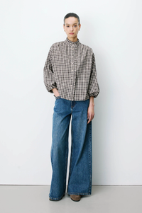 Grace & Mila Adelie Latte Check Blouse